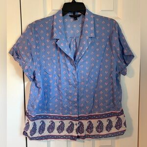 Banana Republic Blue and Pink Paisley Camp Button Down Shirt